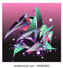 Vector of triangle fractal geometric 3d forms. Modern info banner abstract backgrounds for poster, message presentations or identity layouts. Graphic template and ideas.