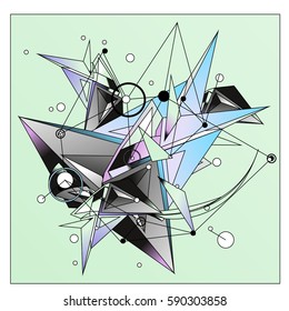 Vector of triangle fractal geometric 3d forms. Modern info banner abstract backgrounds for poster, message presentations or identity layouts. Graphic template and ideas.