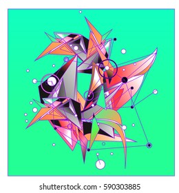 Vector of triangle fractal geometric 3d forms. Modern info banner abstract backgrounds for poster, message presentations or identity layouts. Graphic template and ideas.