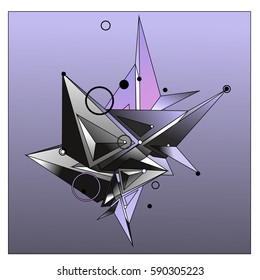 Vector of triangle fractal geometric 3d forms. Modern info banner abstract backgrounds for poster, message presentations or identity layouts. Graphic template and ideas.