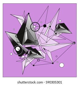 Vector of triangle fractal geometric 3d forms. Modern info banner abstract backgrounds for poster, message presentations or identity layouts. Graphic template and ideas.
