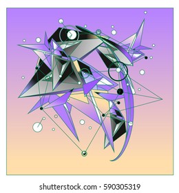 Vector of triangle fractal geometric 3d forms. Modern info banner abstract backgrounds for poster, message presentations or identity layouts. Graphic template and ideas.