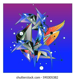 Vector of triangle fractal geometric 3d forms. Modern info banner abstract backgrounds for poster, message presentations or identity layouts. Graphic template and ideas.