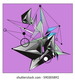 Vector of triangle fractal geometric 3d forms. Modern info banner abstract backgrounds for poster, message presentations or identity layouts. Graphic template and ideas.