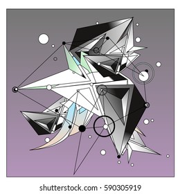 Vector of triangle fractal geometric 3d forms. Modern info banner abstract backgrounds for poster, message presentations or identity layouts. Graphic template and ideas.
