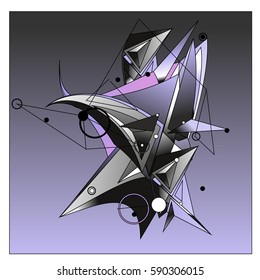 Vector of triangle fractal geometric 3d forms. Modern info banner abstract backgrounds for poster, message presentations or identity layouts. Graphic template and ideas.