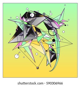 Vector of triangle fractal geometric 3d forms. Modern info banner abstract backgrounds for poster, message presentations or identity layouts. Graphic template and ideas.