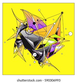 Vector of triangle fractal geometric 3d forms. Modern info banner abstract backgrounds for poster, message presentations or identity layouts. Graphic template and ideas.