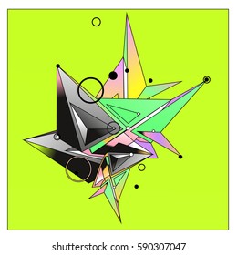 Vector of triangle fractal geometric 3d forms. Modern info banner abstract backgrounds for poster, message presentations or identity layouts. Graphic template and ideas.
