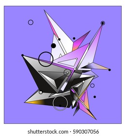 Vector of triangle fractal geometric 3d forms. Modern info banner abstract backgrounds for poster, message presentations or identity layouts. Graphic template and ideas.