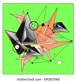 Vector of triangle fractal geometric 3d forms. Modern info banner abstract backgrounds for poster, message presentations or identity layouts. Graphic template and ideas.