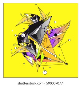 Vector of triangle fractal geometric 3d forms. Modern info banner abstract backgrounds for poster, message presentations or identity layouts. Graphic template and ideas.