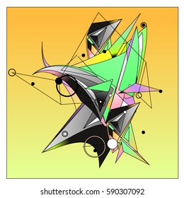 Vector of triangle fractal geometric 3d forms. Modern info banner abstract backgrounds for poster, message presentations or identity layouts. Graphic template and ideas.