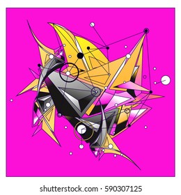 Vector of triangle fractal geometric 3d forms. Modern info banner abstract backgrounds for poster, message presentations or identity layouts. Graphic template and ideas.