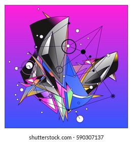 Vector of triangle fractal geometric 3d forms. Modern info banner abstract backgrounds for poster, message presentations or identity layouts. Graphic template and ideas.