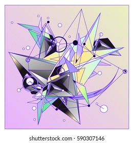 Vector of triangle fractal geometric 3d forms. Modern info banner abstract backgrounds for poster, message presentations or identity layouts. Graphic template and ideas.