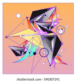 Vector of triangle fractal geometric 3d forms. Modern info banner abstract backgrounds for poster, message presentations or identity layouts. Graphic template and ideas.