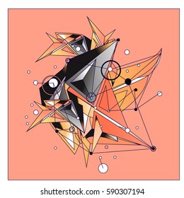 Vector of triangle fractal geometric 3d forms. Modern info banner abstract backgrounds for poster, message presentations or identity layouts. Graphic template and ideas.