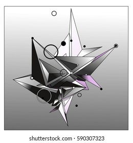 Vector of triangle fractal geometric 3d forms. Modern info banner abstract backgrounds for poster, message presentations or identity layouts. Graphic template and ideas.