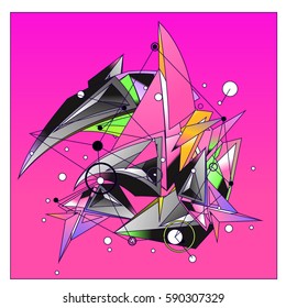 Vector of triangle fractal geometric 3d forms. Modern info banner abstract backgrounds for poster, message presentations or identity layouts. Graphic template and ideas.