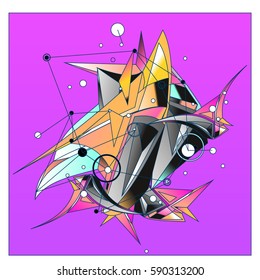Vector of triangle fractal geometric 3d forms. Modern info banner abstract backgrounds for poster, message presentations or identity layouts. Graphic template and ideas.
