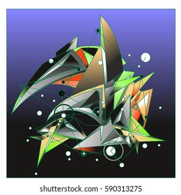 Vector of triangle fractal geometric 3d forms. Modern info banner abstract backgrounds for poster, message presentations or identity layouts. Graphic template and ideas.