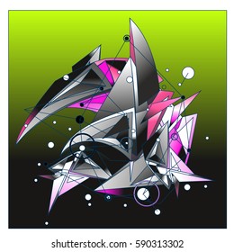Vector of triangle fractal geometric 3d forms. Modern info banner abstract backgrounds for poster, message presentations or identity layouts. Graphic template and ideas.