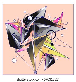 Vector of triangle fractal geometric 3d forms. Modern info banner abstract backgrounds for poster, message presentations or identity layouts. Graphic template and ideas.