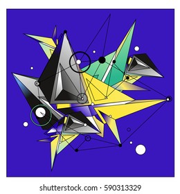Vector of triangle fractal geometric 3d forms. Modern info banner abstract backgrounds for poster, message presentations or identity layouts. Graphic template and ideas.