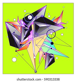 Vector of triangle fractal geometric 3d forms. Modern info banner abstract backgrounds for poster, message presentations or identity layouts. Graphic template and ideas.