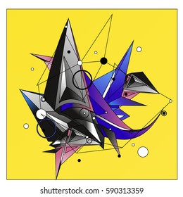 Vector of triangle fractal geometric 3d forms. Modern info banner abstract backgrounds for poster, message presentations or identity layouts. Graphic template and ideas.