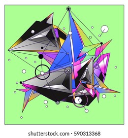 Vector of triangle fractal geometric 3d forms. Modern info banner abstract backgrounds for poster, message presentations or identity layouts. Graphic template and ideas.