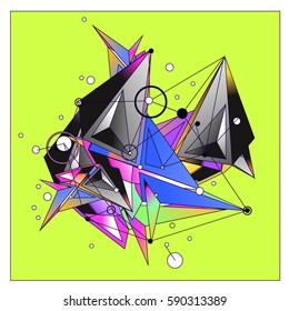 Vector of triangle fractal geometric 3d forms. Modern info banner abstract backgrounds for poster, message presentations or identity layouts. Graphic template and ideas.