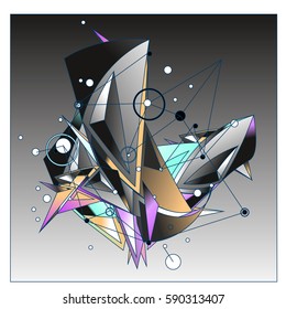 Vector of triangle fractal geometric 3d forms. Modern info banner abstract backgrounds for poster, message presentations or identity layouts. Graphic template and ideas.