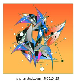 Vector of triangle fractal geometric 3d forms. Modern info banner abstract backgrounds for poster, message presentations or identity layouts. Graphic template and ideas.