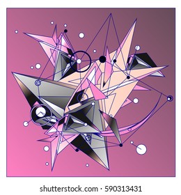 Vector of triangle fractal geometric 3d forms. Modern info banner abstract backgrounds for poster, message presentations or identity layouts. Graphic template and ideas.