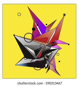 Vector of triangle fractal geometric 3d forms. Modern info banner abstract backgrounds for poster, message presentations or identity layouts. Graphic template and ideas.