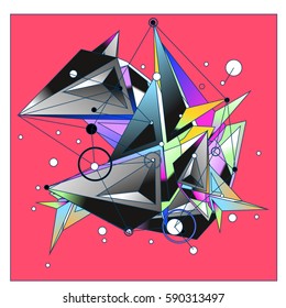 Vector of triangle fractal geometric 3d forms. Modern info banner abstract backgrounds for poster, message presentations or identity layouts. Graphic template and ideas.