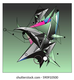 Vector of triangle fractal geometric 3d forms. Modern info banner abstract backgrounds for poster, message presentations or identity layouts. Graphic template and ideas.
