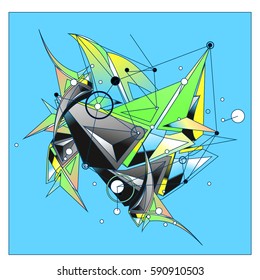Vector of triangle fractal geometric 3d forms. Modern info banner abstract backgrounds for poster, message presentations or identity layouts. Graphic template and ideas.