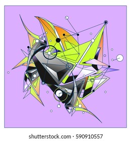 Vector of triangle fractal geometric 3d forms. Modern info banner abstract backgrounds for poster, message presentations or identity layouts. Graphic template and ideas.