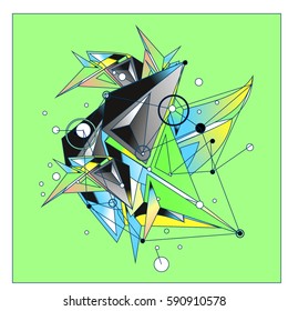 Vector of triangle fractal geometric 3d forms. Modern info banner abstract backgrounds for poster, message presentations or identity layouts. Graphic template and ideas.