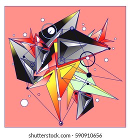 Vector of triangle fractal geometric 3d forms. Modern info banner abstract backgrounds for poster, message presentations or identity layouts. Graphic template and ideas.