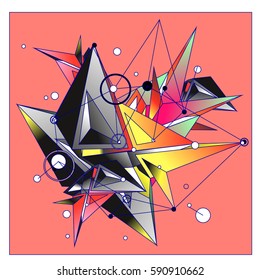Vector of triangle fractal geometric 3d forms. Modern info banner abstract backgrounds for poster, message presentations or identity layouts. Graphic template and ideas.