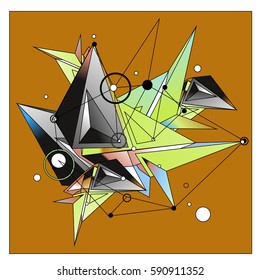 Vector of triangle fractal geometric 3d forms. Modern info banner abstract backgrounds for poster, message presentations or identity layouts. Graphic template and ideas.