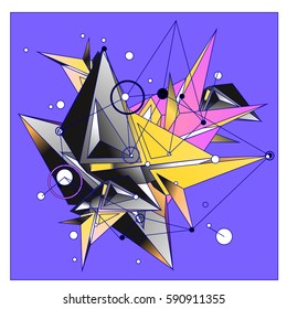 Vector of triangle fractal geometric 3d forms. Modern info banner abstract backgrounds for poster, message presentations or identity layouts. Graphic template and ideas.