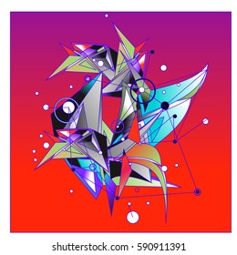 Vector of triangle fractal geometric 3d forms. Modern info banner abstract backgrounds for poster, message presentations or identity layouts. Graphic template and ideas.