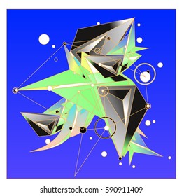 Vector of triangle fractal geometric 3d forms. Modern info banner abstract backgrounds for poster, message presentations or identity layouts. Graphic template and ideas.