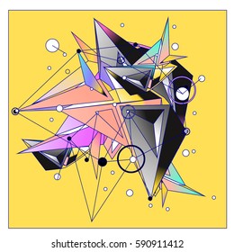 Vector of triangle fractal geometric 3d forms. Modern info banner abstract backgrounds for poster, message presentations or identity layouts. Graphic template and ideas.