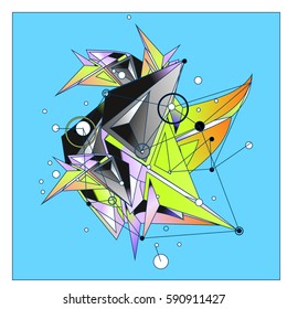 Vector of triangle fractal geometric 3d forms. Modern info banner abstract backgrounds for poster, message presentations or identity layouts. Graphic template and ideas.